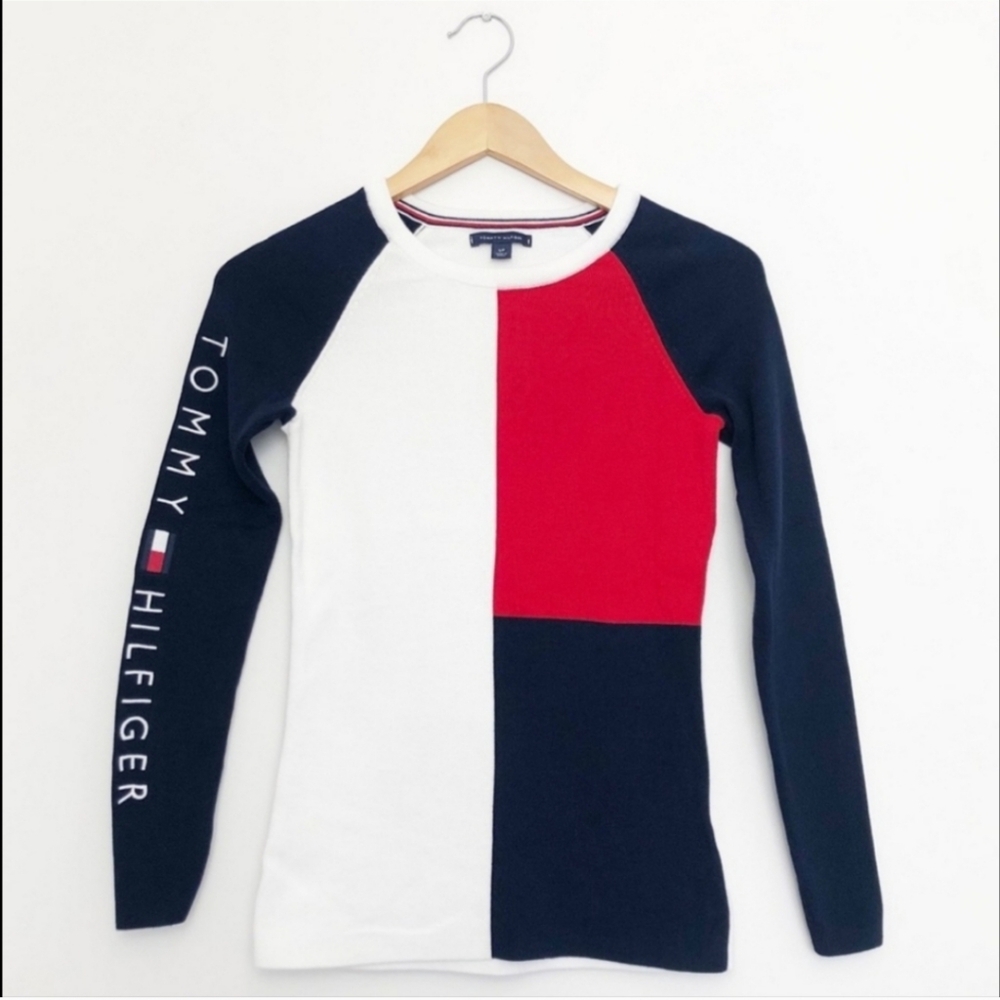 Tommy Hilfiger Red, White, and Navy Long Sleeve Top